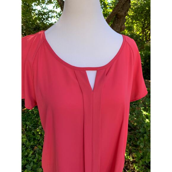 NWT SZ Med Nordstrom Ro-De Pink Chiffon Blouse Top Career Office Church Modest - Picture 5 of 9